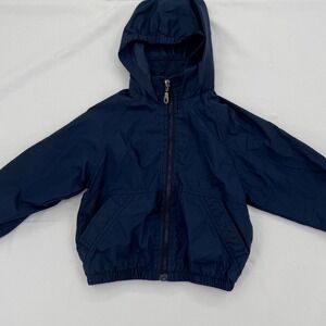 Vintage 90s Youth Weather Tamer Hooded Windbreaker Jacket Size 3T Navy Full Zip